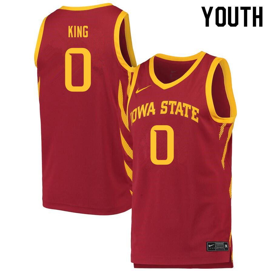 Youth #0 Tre King Iowa State Cyclones College Basketball Jerseys Sale-Cardinal - Click Image to Close